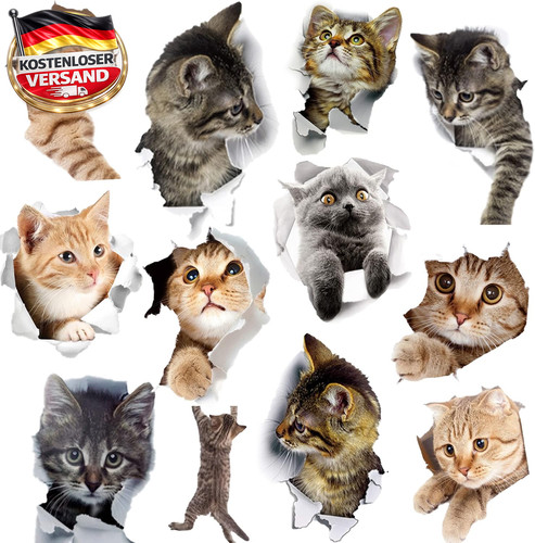 Katzen wandaufkleber set - katzen,