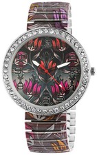 Damenuhr Bunt Modern Pop Art poppig flot Zugarmband Flexband Stretchband 1700043