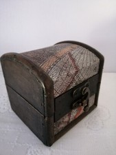 Vintage Dekorative Holzschatulle Holzkiste Handgefertigt /Holz/Leder Truhe 