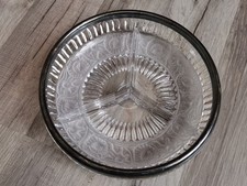 Antike Bleikristallschale mit Einteilung, Snackschale mit Metallmontierung