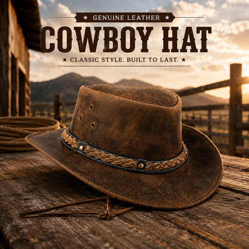 100 echtleder cowboyhut - 100, %