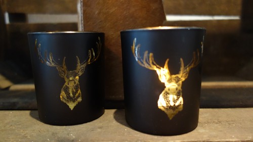 Teelichtglas mit hirsch - mit,
