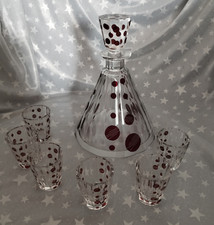 Art Deco Kristallkaraffe mit 6