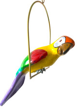 Papagei Mobile Balsaholz od. Pappmache Handarbeit Papagei auf Schaukel 80er