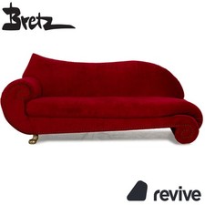 Bretz Gaudi Stoff Dreisitzer Rot Sofa Couch Samt Neubezug