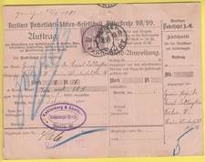 10d/25 Privatpost Stadtpost , BERLIN B PACKETFAHRT, Geldanweisung AKF 1