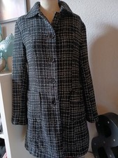 Mantel klassisch schwarz/weiss Gr.38+feinstrick Kleid OUI hellgrau Freizeit Büro