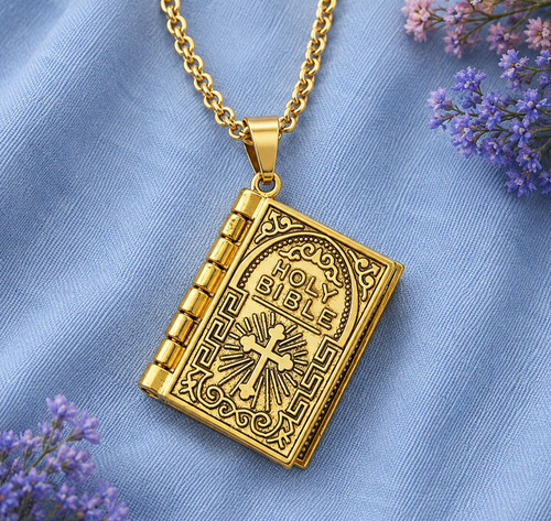 18k karat gold bibel anhänger - gold,