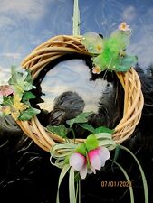 Türkranz Schälweide Natur Schmetterling Grün  Kunstblumen 15 cm Wanddekoration