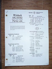 Service Parts List für McIntosh MC 2250  ,ORIGINAL