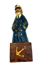 Handarbeit Holzfigur Kapitän Seemann alter Seebär Dachbodenfund H 26 B 9 cm Deko