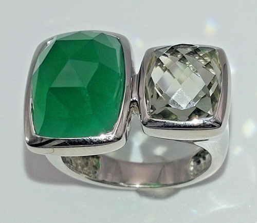 Prasiolith achat designer ring - prasiolith+achat,