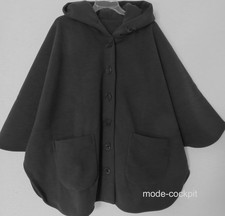 BORIS INDUSTRIES Lagenlook Fleece Cape Jacke Poncho Gr. 1 46-48-50 schwarz