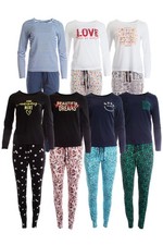 Damen Schlafanzug Pyjama 2teilig Nachtwäsche Set Hose Oberteil Langarm Baumwolle