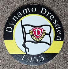 SG Dynamo Dresden Blechschild, SGD, 27,5 cm, Wappen in Fahne, unikat, rarität