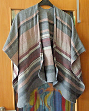 Poncho-Überwurf-Damen Cape-Weste-Einheitsgröße-98cm x 124cm-Grau/Rosa/Weiß