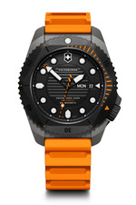 Victorinox Dive PRO Automatik 43 mm orangefarbenes Armband schwarzes mattes...
