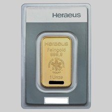 Goldbarren 1 Unze  31,1 g Feingold Heraeus - Ungeöffnet in Original-Blister