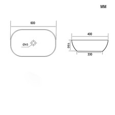 Aufsatzwaschbecken oval 60 cm