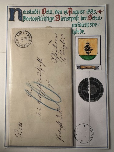 1885 dienstbrief neustadt - 1885, orla