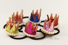 Haargummi Haarband Zopfhalter Krone Perlen Glitzer Mädchen Haarschmuck K008