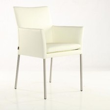 Armlehnstuhl Konferenzstuhl Ricco Rindsleder Weiss | SIX markenmöbel