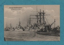 Ak Danzig Neufahrwasser ca. 1914 - 1918 Ansicht der Kriegsflotte im Hafen