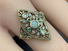 Ring  Opal, Smaragd & Diamant