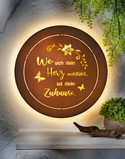 LED-Wandleuchte "Zuhause" Deko Wohnungs Dekoration LED Beleuchtung Licht Ø 32cm