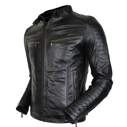 Herren bikerjacke aus echtem - bikerjacke,