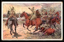 Künstler ulanen reiten - künstler-ak,