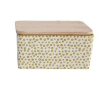 Butterdose Butterbox gelb Keramik mit Bambus Deckel Retro Skandi Bloomingville