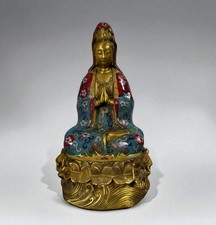 Guanyin Bodhisattva Figur China Bronze Cloisonné Kunst Buddha Skulptur Kwan Yin