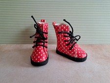 Puppenstiefel in rot/weiß - 6,0cm x 3,0cm