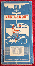 alte Straßenkarte KNA Bilkartet Vestlandet Norwegen 1959 1:500.000