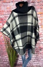 Poncho Cape Rollkragen Karo