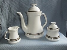Z&G Tirschenreuth Bavaria Kaffeekern Kanne Milch & Zucker Set Silber(Platin)Rand
