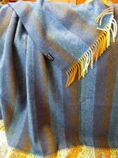 Wolldecke Plaid 140x200cm Wohndecke   100%Wolle  Blau