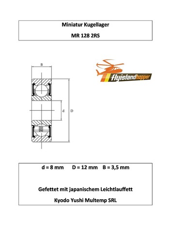 10x kugellager 128 2rs - 128,