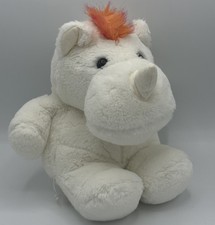 Nici Nashorn Sitzend Weiß, Orangene Haare ca. 30cm, Vintage