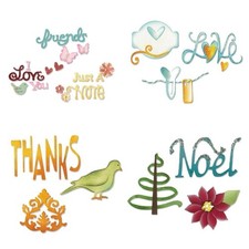 3 Stanzschablonen Worte Ornamente Stanzen Set Sizzlits Medium Sizzix