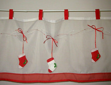 Edle Weihnachts-Gardine Schlaufen Scheibengardine Kinder 120 cm Nikolausstiefel