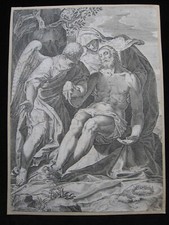 Agostino Carracci: Pieta 1582/Kupferstich Veronese Sadeler
