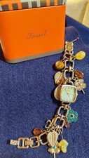 Fossil Damen Armbanduhr Edelstahl Silberfarben mit Charm, Bettelarmband