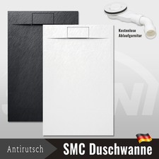 SMC Duschwanne Duschtasse Weiß/Schwarz 120x90 140x90 Superflach mit Siphon H:3,2