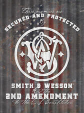 US Wellblech Schild Smith and Wesson - secured and protected ca. 60 x 40 cm 