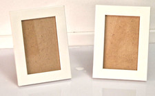 2 Aufstell Fotorahmen Bilder Rahmen weiß glänzend - 19 x 14 cm groß