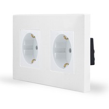 Steckdose 2 Fach Schuko Kombisteckdose Unterputz Weiß Luxus-Time 