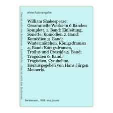William Shakespeare: Gesammelte Werke in 6 Bänden komplett. 1. Band: Einleitung,
