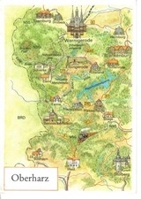 DDR AK Orientierung Landkarte Oberharz Harz (Brocken,Ilfeld,Stiege,Elend) ungel.